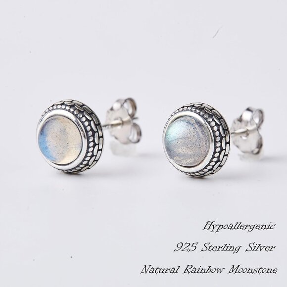 Real Crystal Birthstone Sterling Silver Stud Earrings Jewelry for Women Fashion - Picture 3 of 6